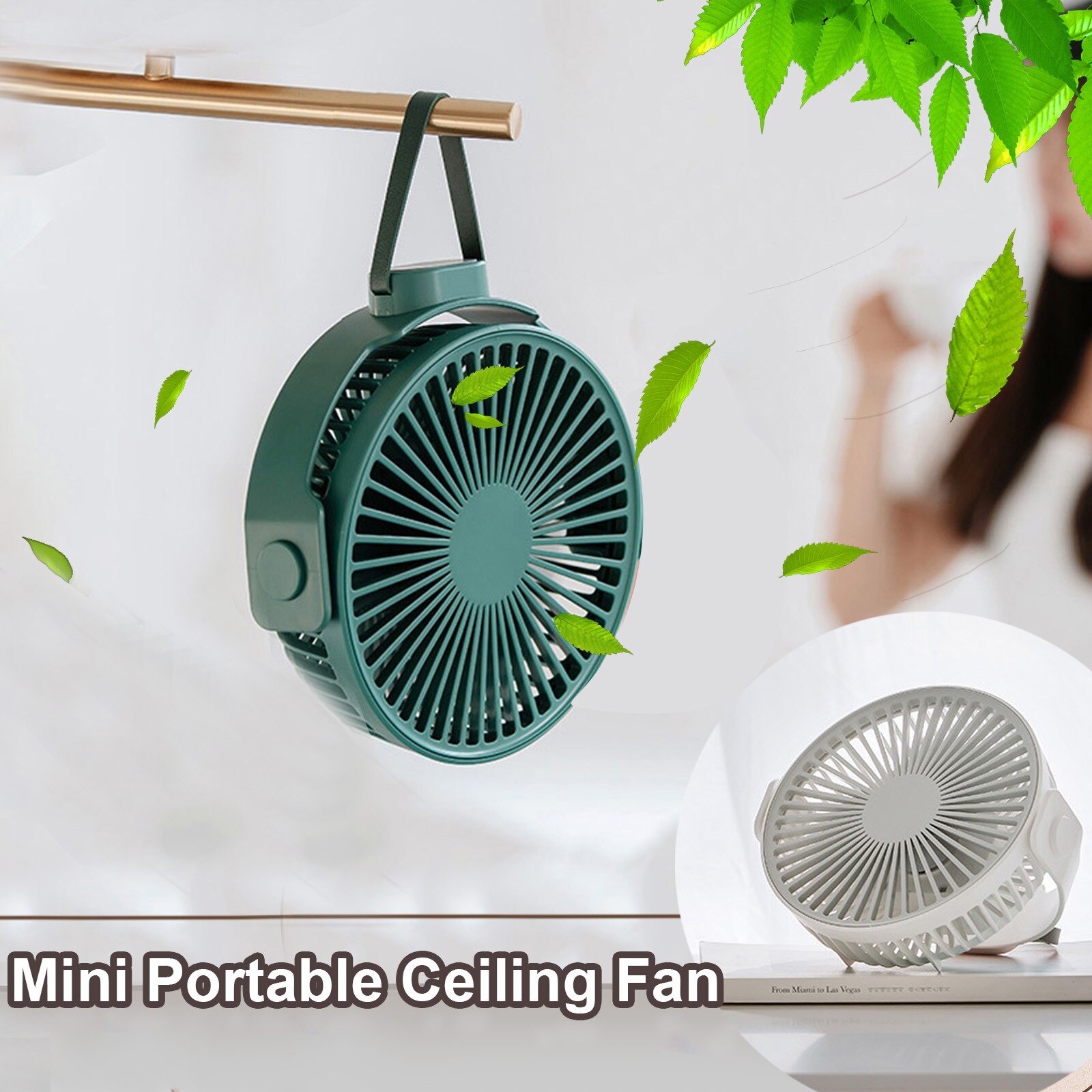 Usb Oplaadbare Clip Desktop/Tafel Fan Mini Draagbare Ventilator 360 Graden Roterende Ventilator Met Nachtlampje Luchtkoeler Fan