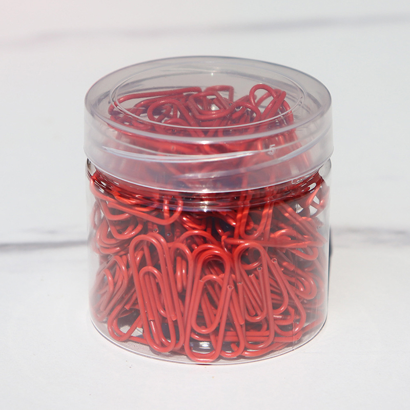 200pcs 28mm Colored Metal Paper Clip Bookmark Office Stationery Cartoon Anti Rust Pin Return Type Needle: Red