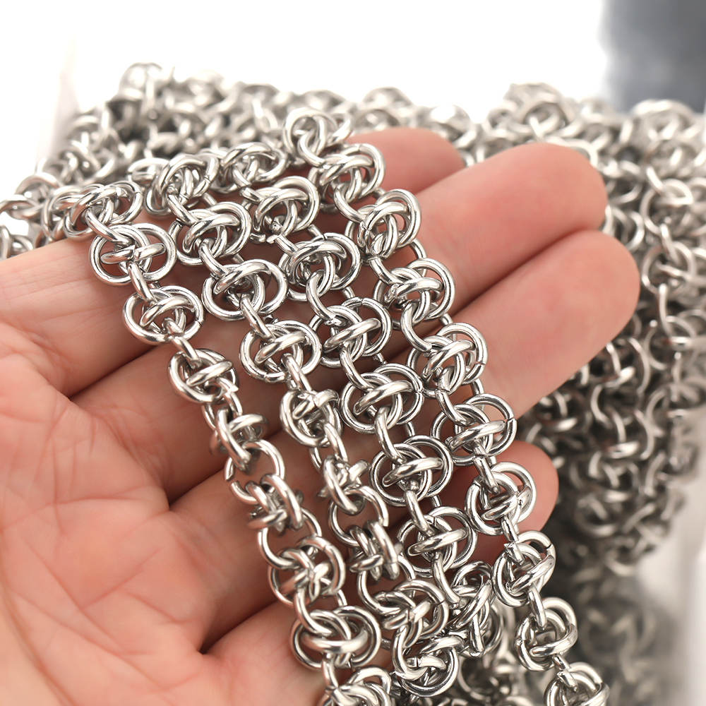 Anillos de 1 metro y 8mm, cadenas de hip hop unidas, collares Punk gruesos de acero inoxidable, cadenas, pulseras, , accesorios, joyería DIY