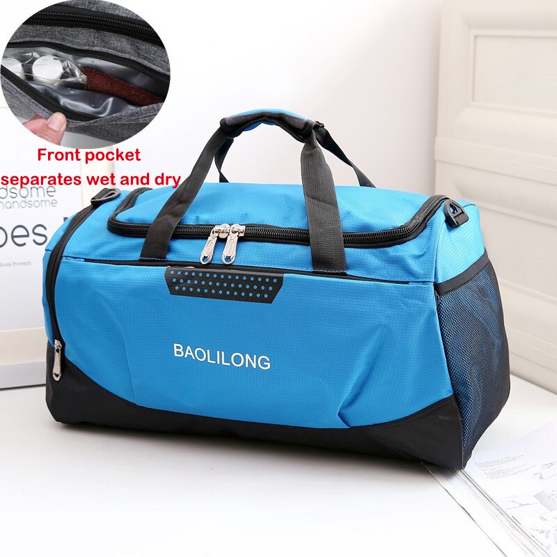 Professionelle Große Kapazität Sport Tasche Wasserdicht Casual Lagerung Gym Taschen Polyester Männer/Frauen Packable Duffle Reisetasche Mochila: Blue Dry wet sep
