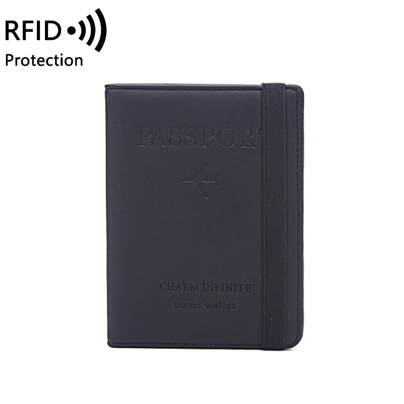 Rfid vintage business pascover holder multifunktions id bankkortholder kvinder mænd kreditkortholder etui rejsepung: Sort