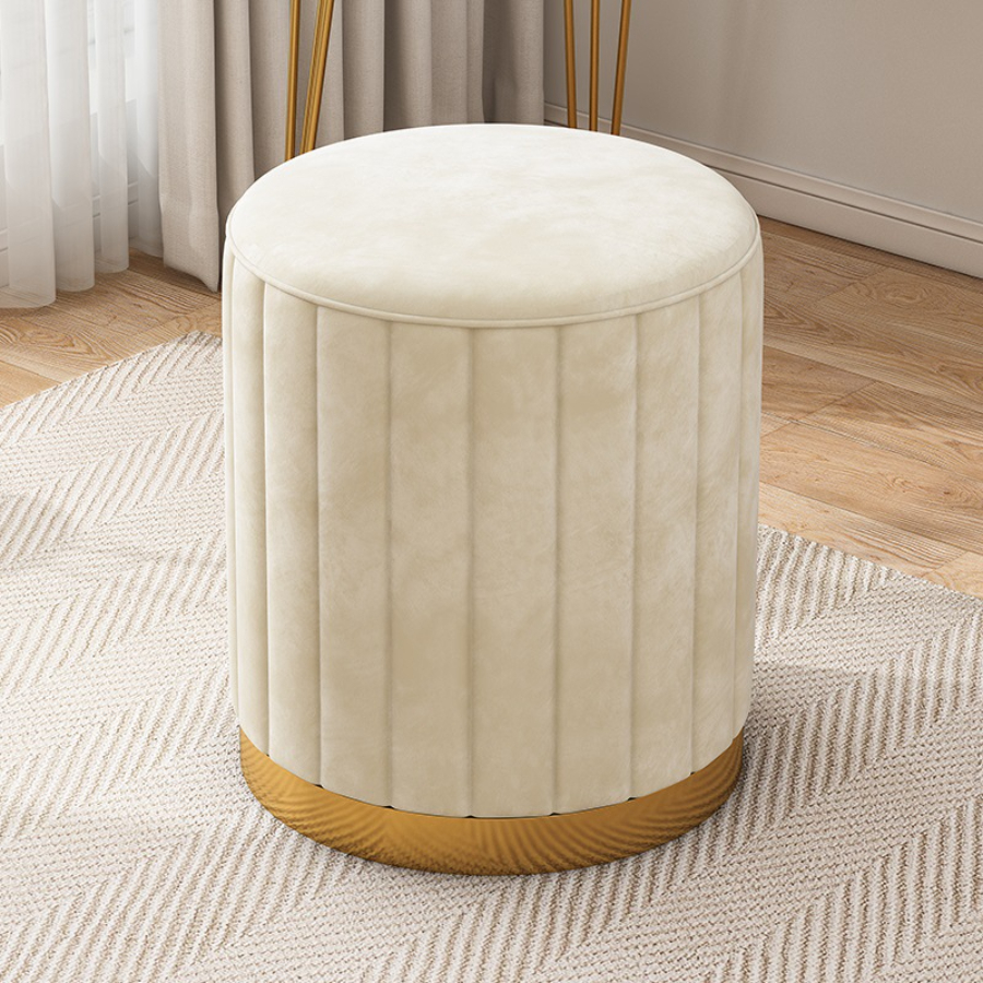 Tabouret de maquillage tabouret rond de luxe chaise chambre en ligne banc de rangement de célébrités canapé tabouret commode tabouret chaise de maquillage petit.: WHITE