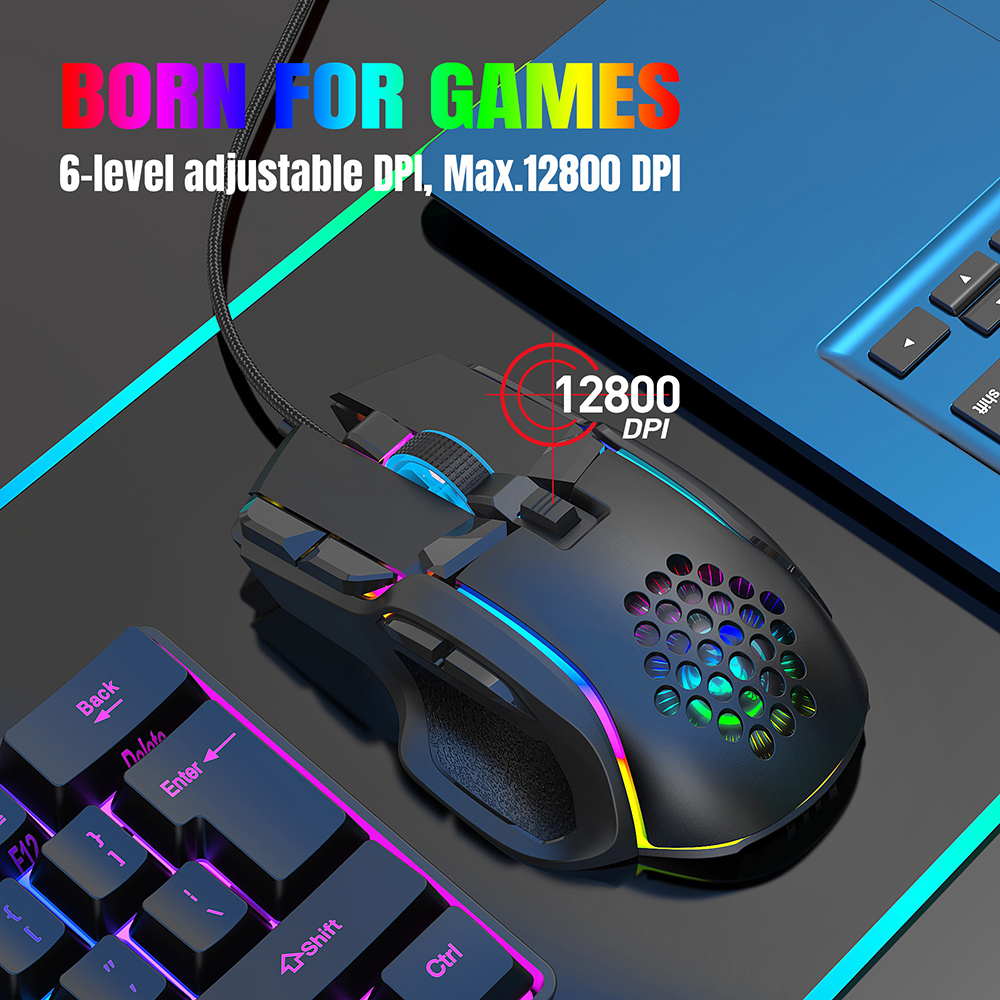 Neue USB Gaming Maus Computer Maus RGB Hintergrundbeleuchtung Mause Gamer 10 Tasten Programmierung 7200 dpi Ergonomische Gaming Maus Für computer