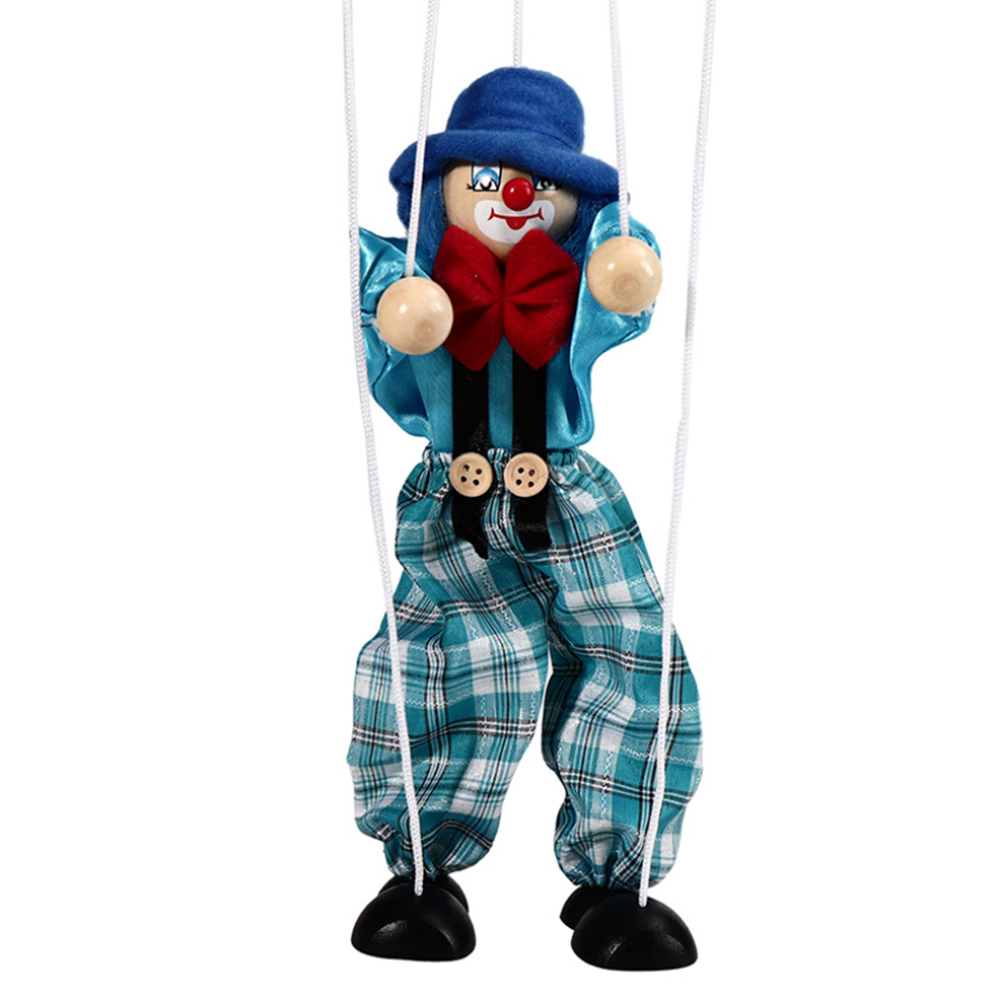 Clown Hand Marionette Puppet Toys Children's Wooden Colorful Marionette Puppet Doll Parent-Child Interactive Toys: Blue