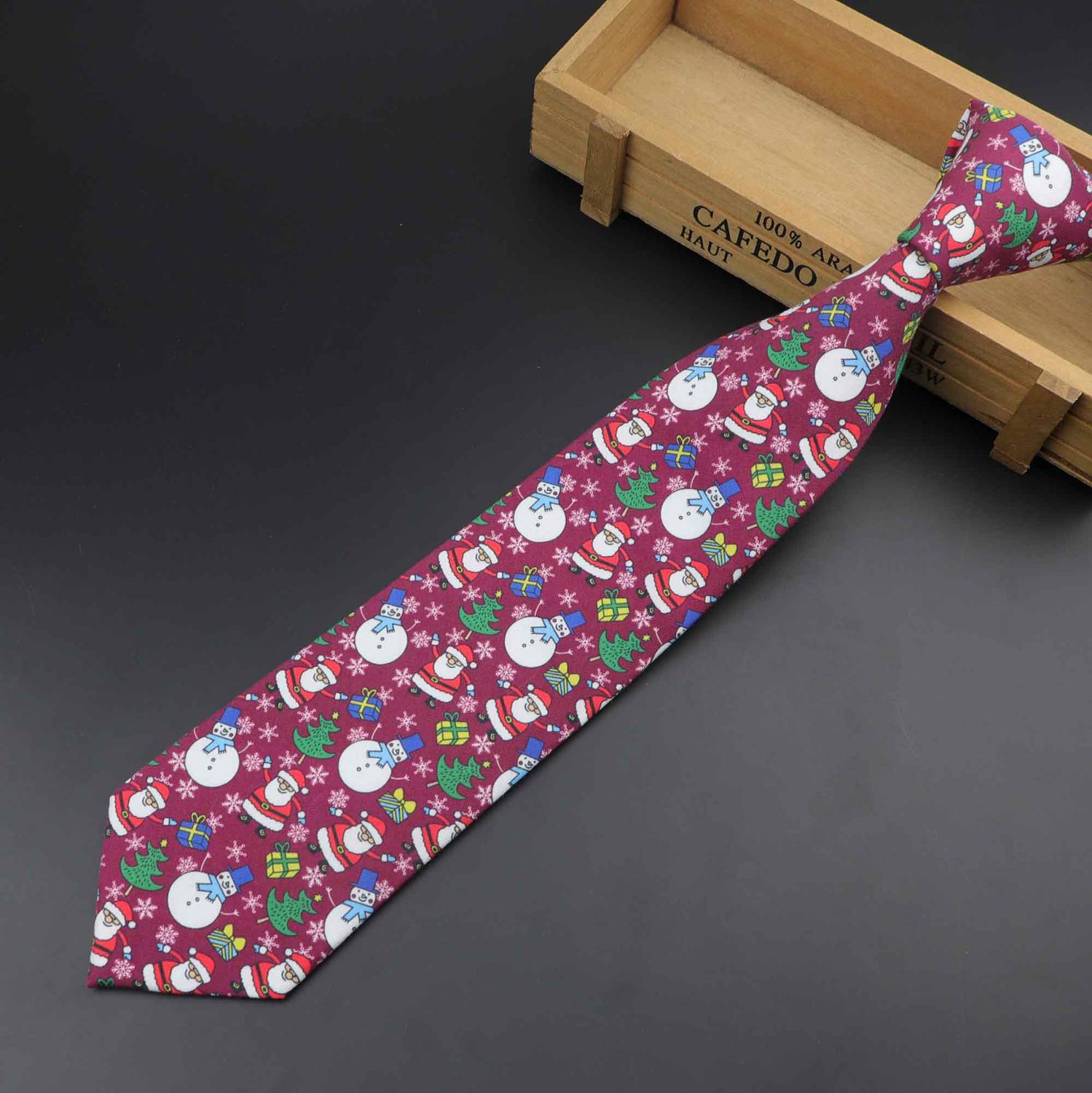 Heiße Neue Weihnachten Krawatte Herrenmode lässig Schneeflocke Drucken Baumwolle Krawatten Schneemann Professionelle aufbringen Krawatte 8cm Breite: 14