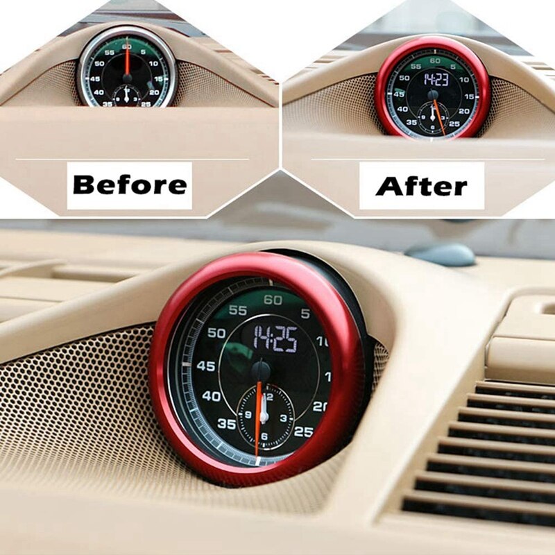 Red Color Dashboard Center Clock Compass Cover Sticker Ring Sticker for-Porsche 911 Cayenee Boxster Macan Panamera