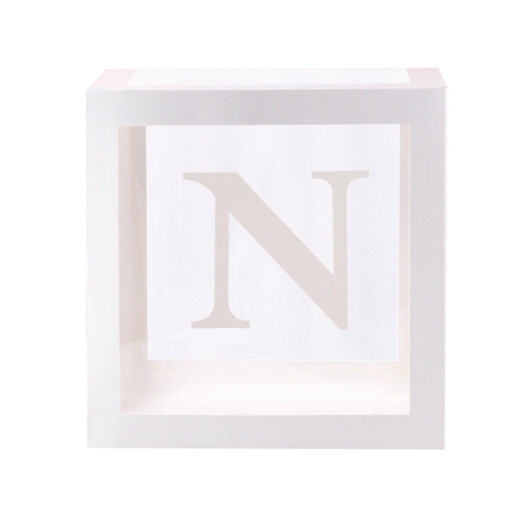 Lettre A-Z Cube Transparent coffrets enfant anniversaire bébé douche fête décoration emballage buffalo plaid emballage boîte: N