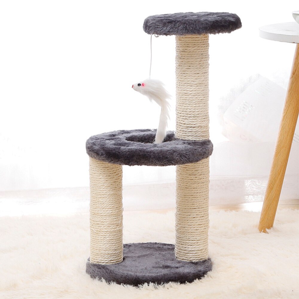 Pet Cat Tree Three layers Climbing Frame with Toy Cat Scratching Wood Posts Cat Scratch Board Jumping Training Furniture Sisal