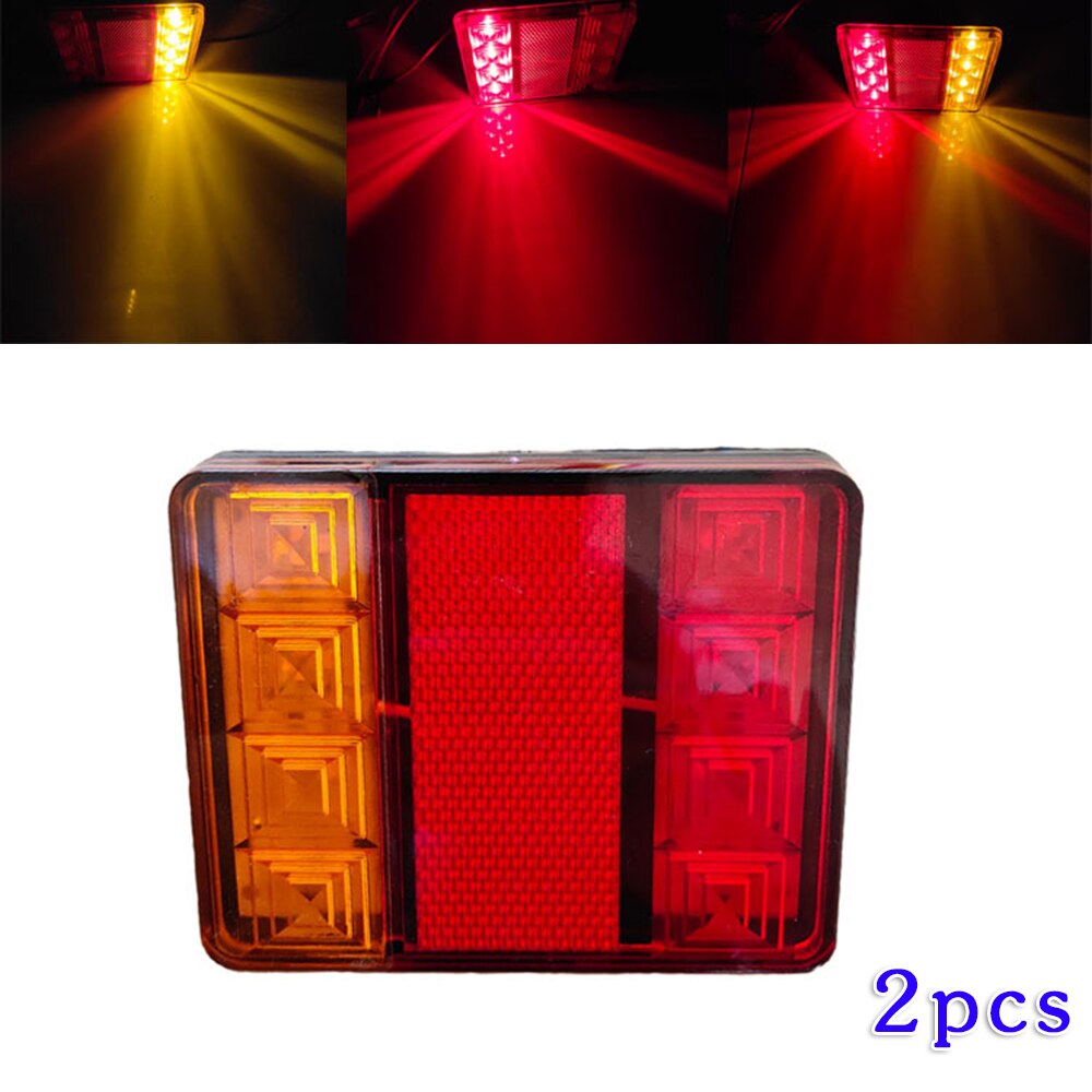 Bulbs Turn Signal Light Replacement Set Trailer Waterproof 2Pcs 8 LED ABS