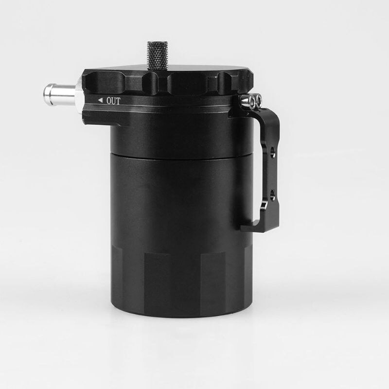 Universal Car Oil Catch Can Tank with Breather Compact Dual Cylinder Polish