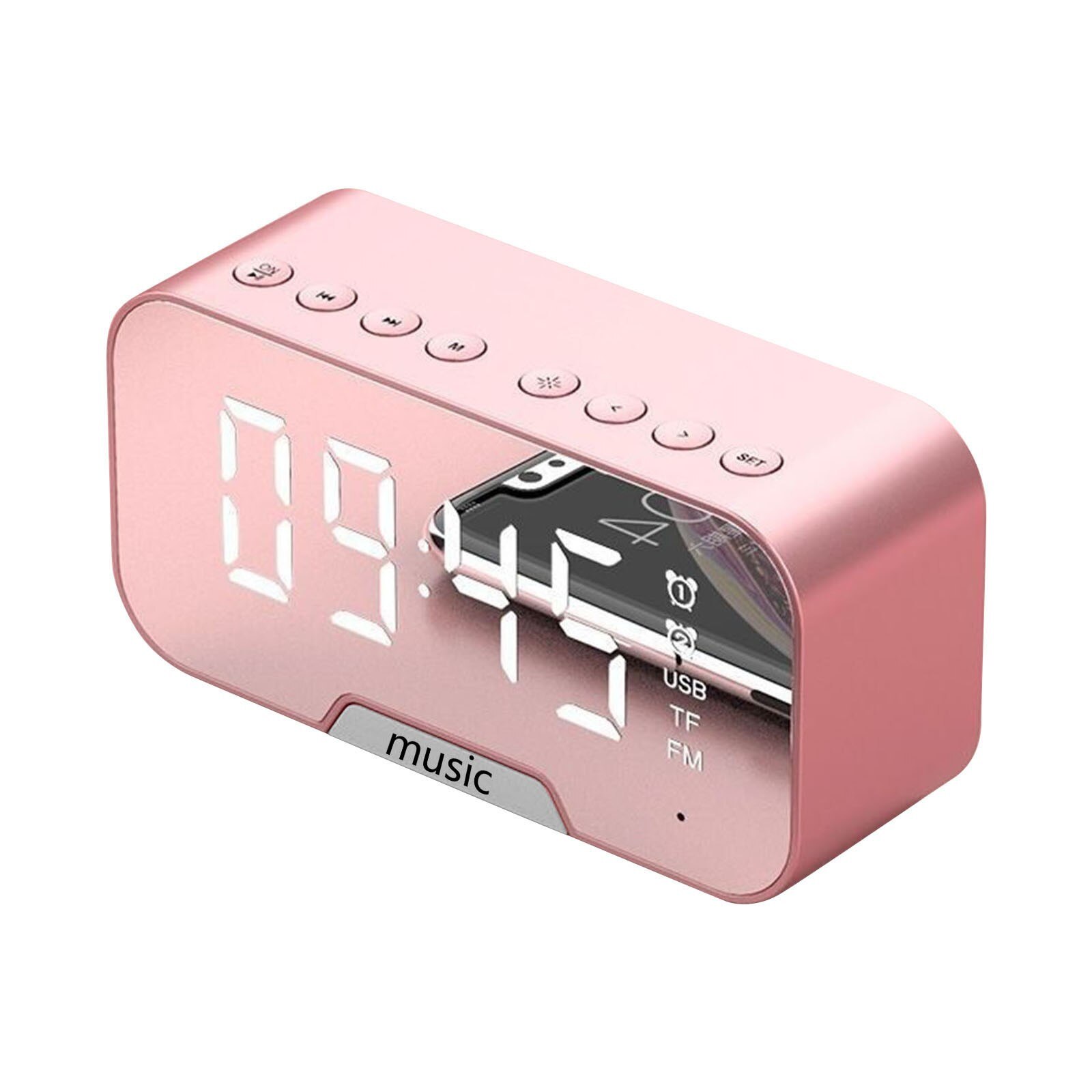 Wekker Roze Meisje Trend Bluetooth Speaker 3d Geluid Student Klok Draadloze Nachtkastje Wekker Spiegel Led Alarm Clockmusic: B