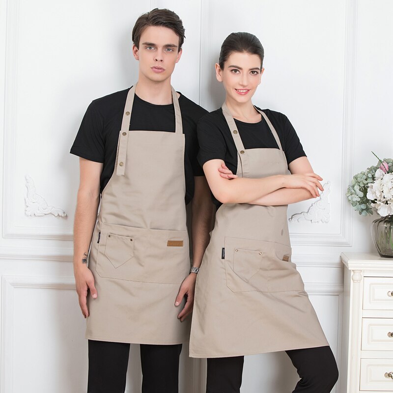 Webbing förkläde restaurang kock cozinha arbetskläder män kvinnor matsal hem kök matlagning uniform servitris servitris hängande hals: Beige - förkläde