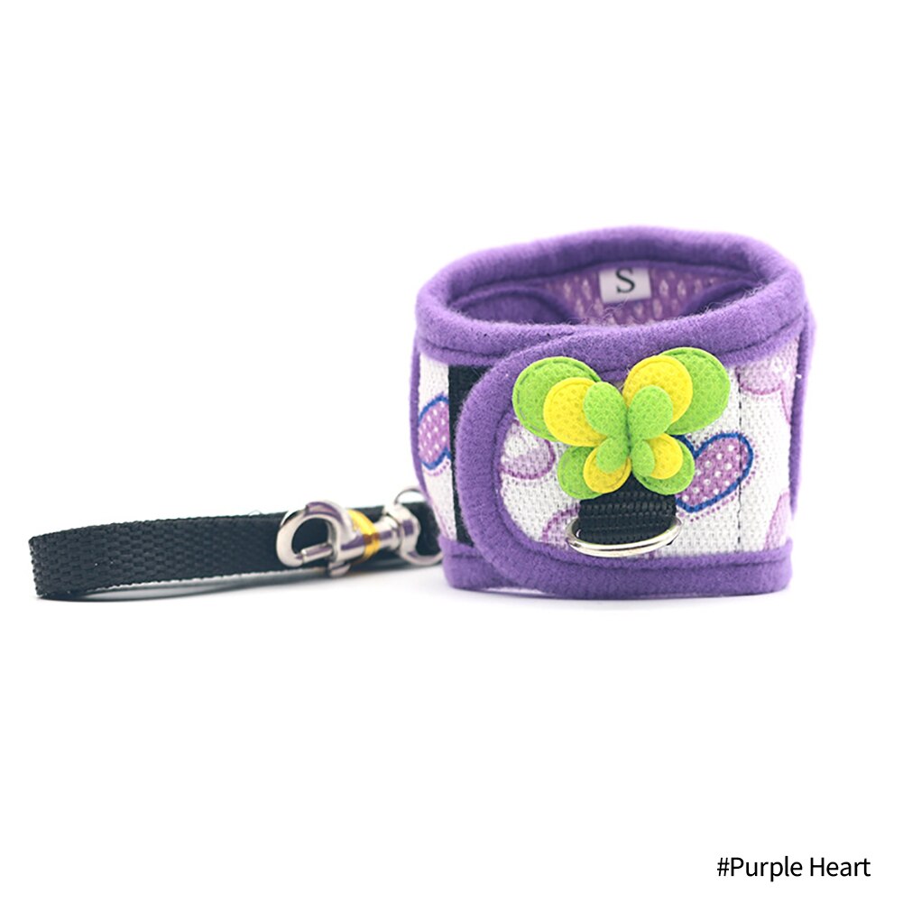 Arnés para hámster, correa ajustable para conejillo de indias, Chinchilla, ratones, Hurón, cuerda de tracción al aire libre, accesorios para animales pequeños: Purple Heart / M