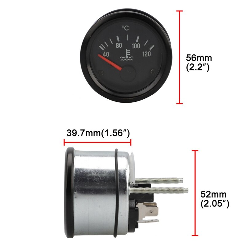 52MM Universal Car Modified Meter Pointer Type 40-120 Degrees Celsius VDO Water Temperature Meter