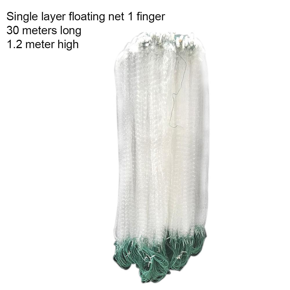 30m x 1.2m fiskenet enkelt mesh nylon holdbart flydefælde monofilament garn netto fisketilbehør til håndstøbning: 1 finger 30 mx 1.2m