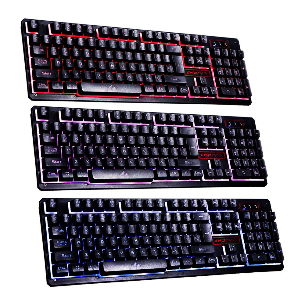 Gaming Keyboard Mouse Headset Set Three-color Backlight Wired Keyboard Colorful LED Breathing Light Mouse Gaming Headset Combo