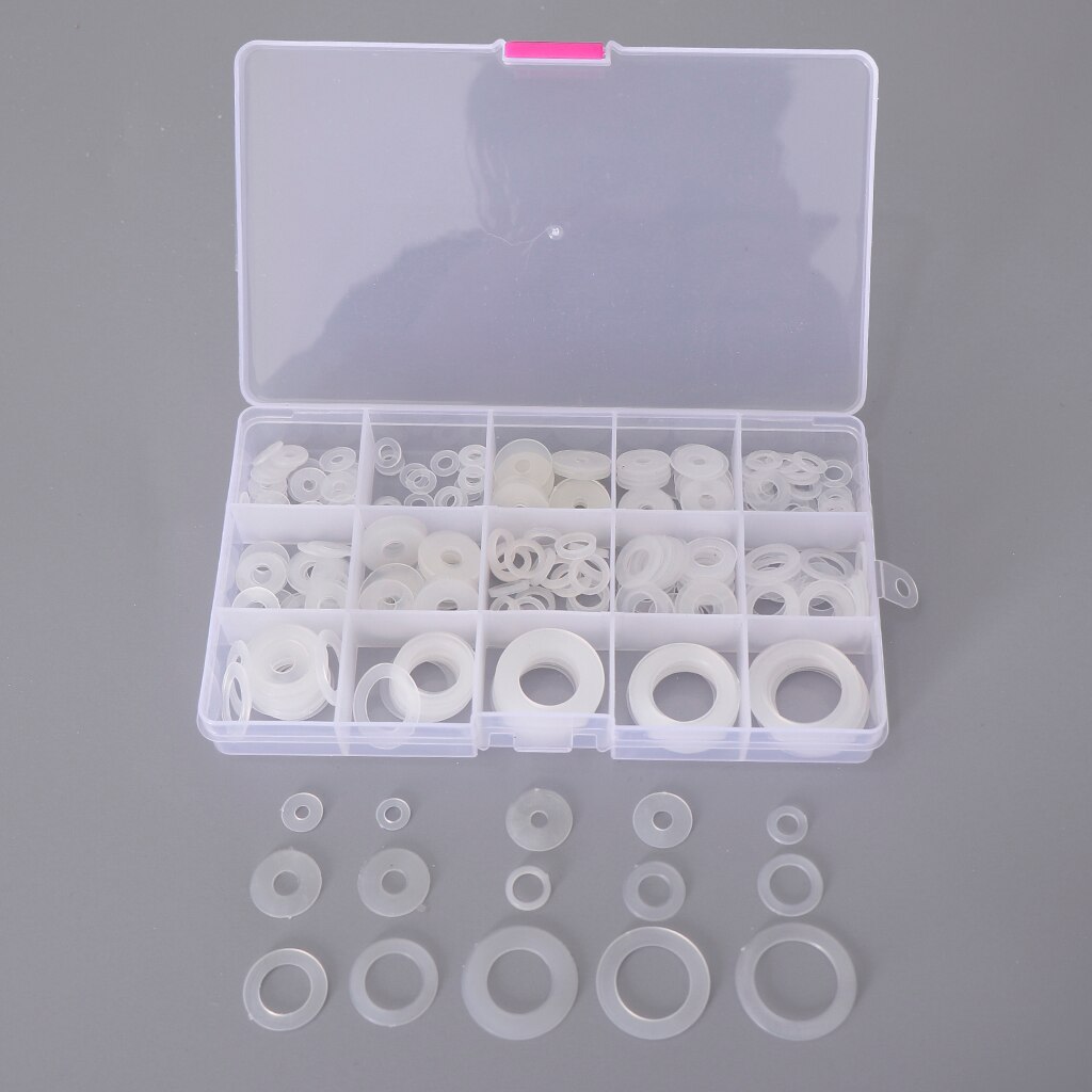 250 stk hvid nylon o ring skivetætninger pakning sortiment kit til bilbåd