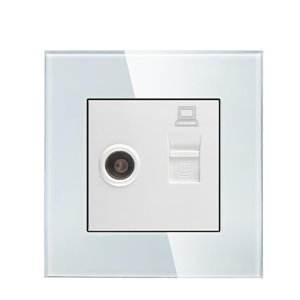 BSEED Wall TV Power Outlet Telphone Wall Socket CAT5 Wall Outlet Sockets: TV CAT5 Socket / White