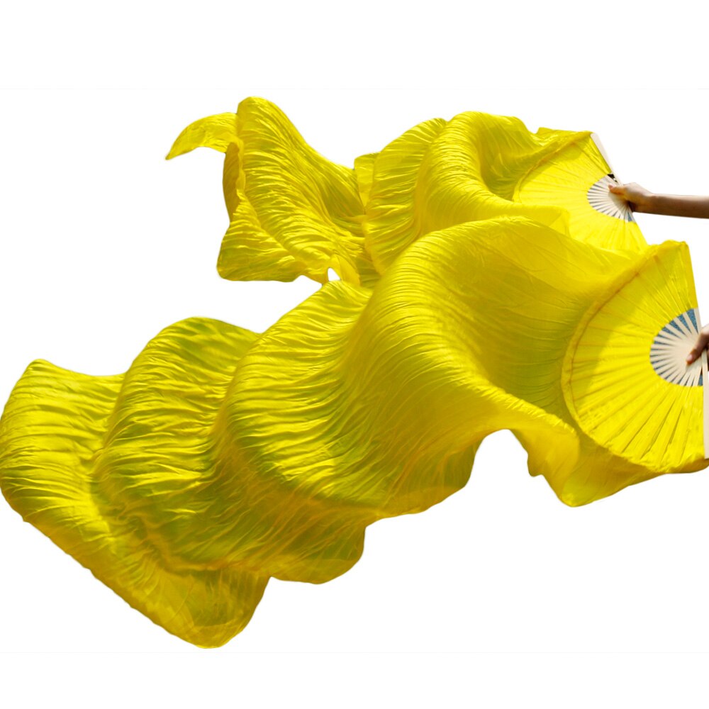 Abanicos de seda 100% de para danza china, 1 par de abanicos de danza del vientre de seda teñida hechos a mano 180*90 cm