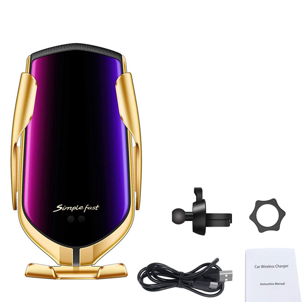 15W Fast Wireless Car Charger Phone Holder For iPhone 11 XS XR X 8 7 Samsung S20 S10 Automatic Sensor Magnetic For Xiaomi Huawei: 10W Gold