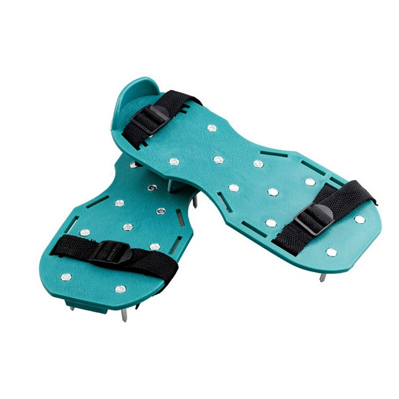 Tuinieren, wandelen, revitaliserend gras, grasstokken, gazonbeluchter, sandalen, schoenen, nagelschoenen, gereedschap, nagelfrees, tuin: Donkergroen