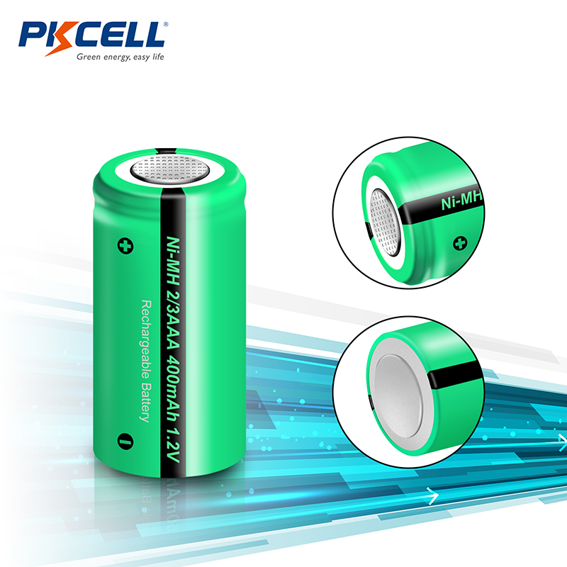 10pcs 2/3 aaa battery 400mah 1.2v nimh 2 3 aaa rechargeable batteries flat top for solar light toys