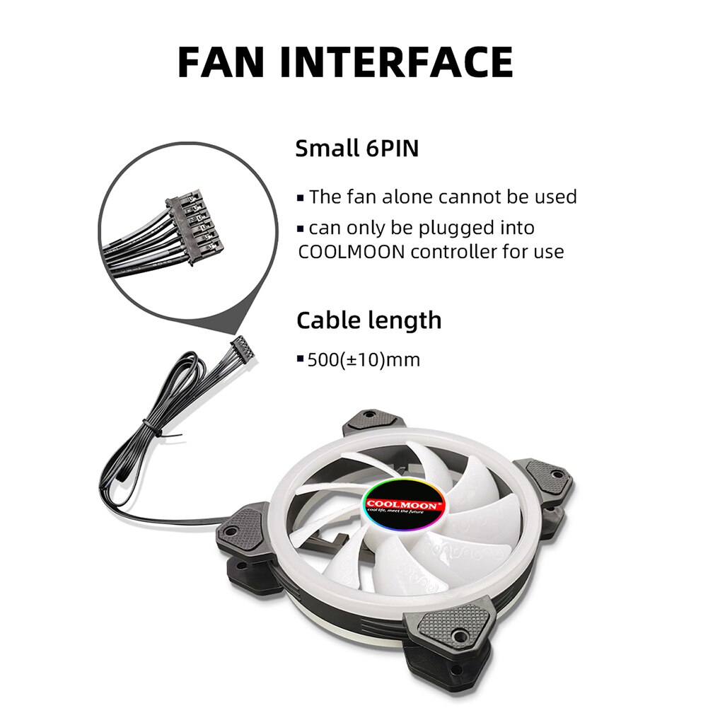 Coolmoon Case Fan PC Cooling RGB Fan with IR Remote Quiet Computer Case CPU Cooler and Radiator Computer Components 120mm fan