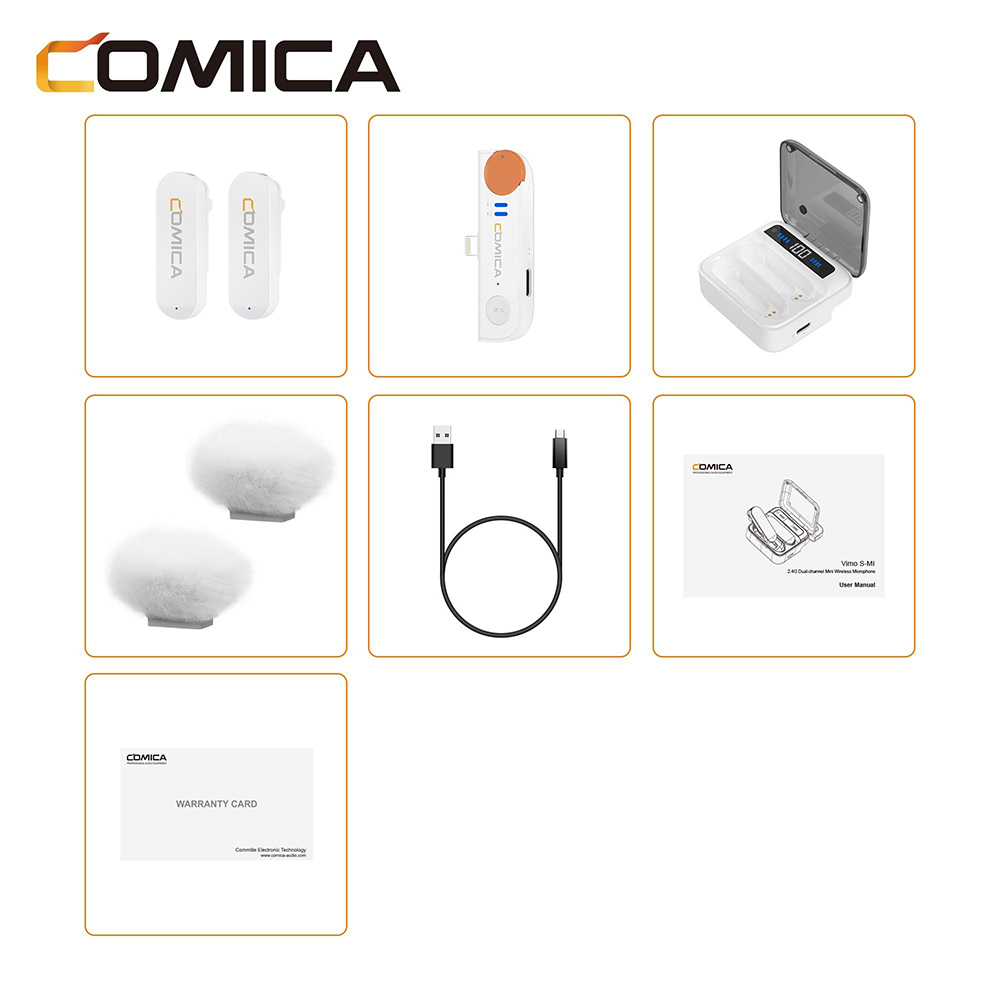 Comica Vimo S 2.4G Wireless Lavalier Microphone Compact Lapel Microphone With Charging Case for iPhone Android phone: GRAY