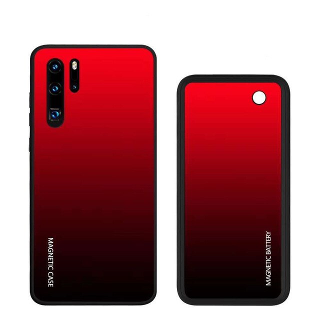 Kqjys 5000mah vidro temperado power bank carregador de bateria casos para huawei p30 pro caso bateria magnética cherging capa: Red