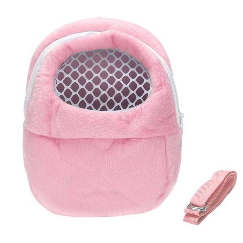 Small Pet Carrier Portable Travel Hamster Bag Breathable Mesh Hamster Carrier Bag Cross Body pet bag for Hamster Chinchilla: Pink / L