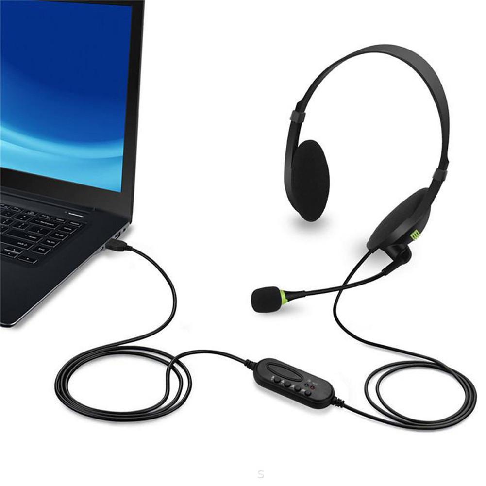 Universal Business Headset USB Headphones Lightweight Comfortable With Flexible Microphone For Computer Laptop PC
