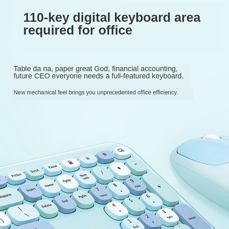 Keyboard and Mouse Wireless Color Lipstick Round Hat Keyboard 110 Keys for Windows XP / Win7 / Win8 / Win10