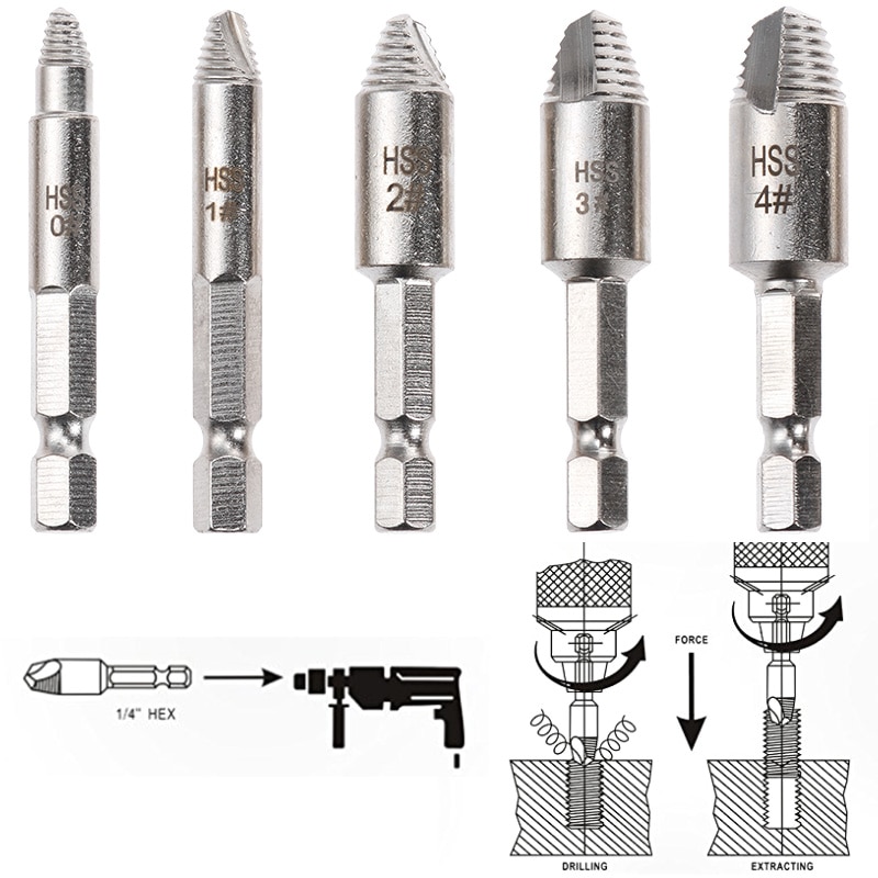 Vastar Easy Speedout Stripped Remove Damaged Screw Extractor Set 0# 1# 2# 3# 4# Broken Stuck Screw Removal Tool Kit