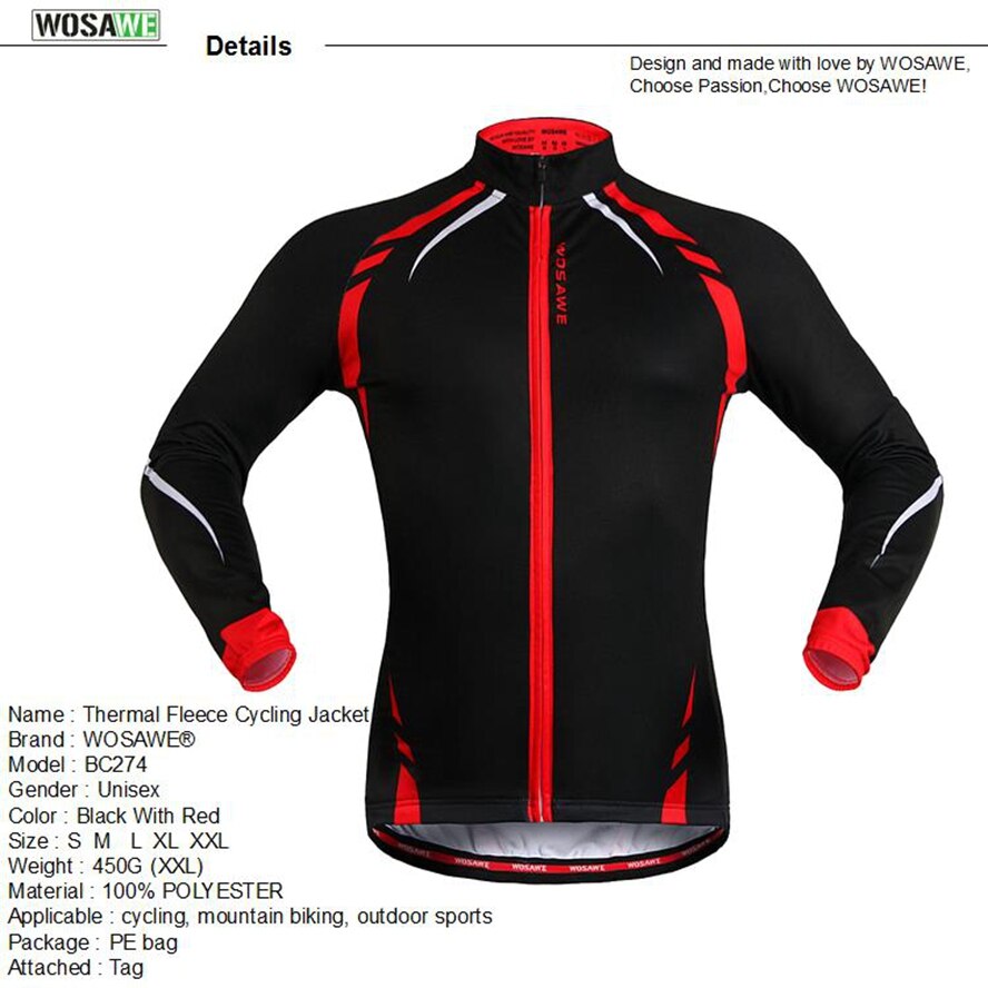 Termisk fleece varm cykeljakke reflekterende vej mtb cykel cykel vindtæt ridning fiskeri løb udendørs sportsfrakke