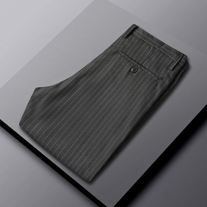 Formal Dress Trousers For Men Clothing Striped Slim Fit Thin Business Office Mens Suit Pants Korea Style: 827 gray striped / 28