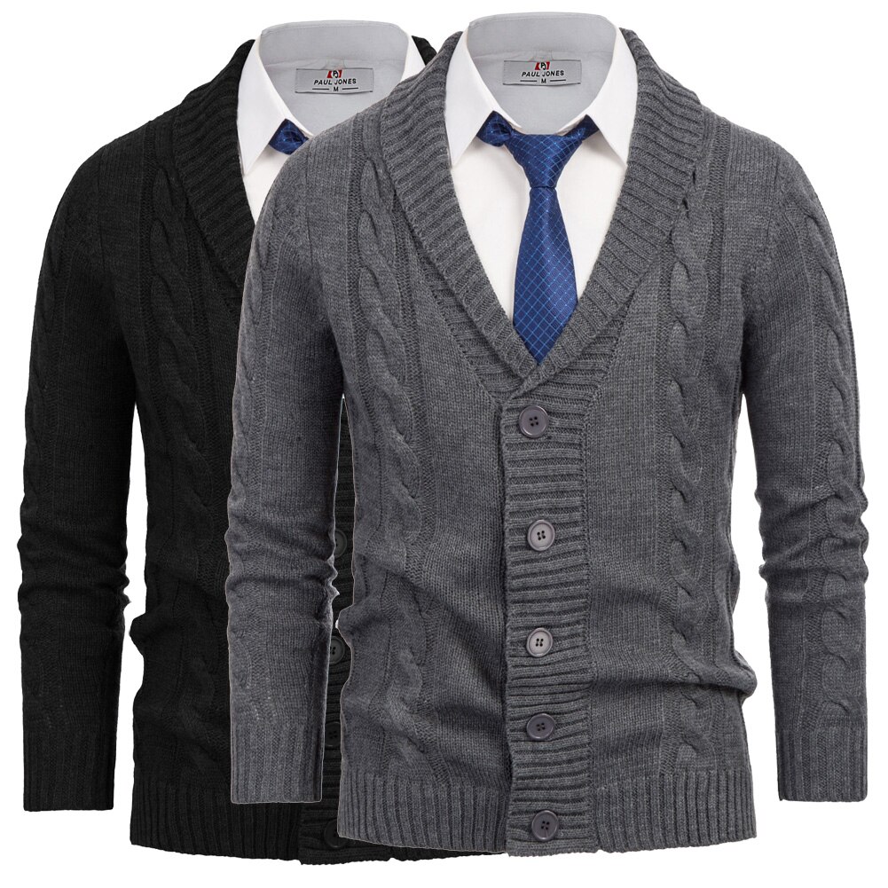 Mænd strik toppe efterår vinter tøj varm formet strik sweater cardigan outwear tykkere ensfarvet mandlig