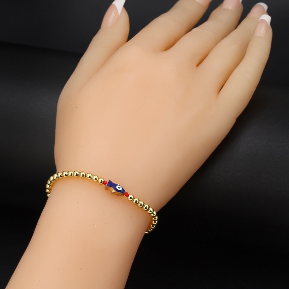Lucky Eye Koperen Kralen Turkse Evil Eye Charm Armband Gevlochten Touw Verstelbare Armband Voor Vrouwen Meisjes Mode-sieraden BE98