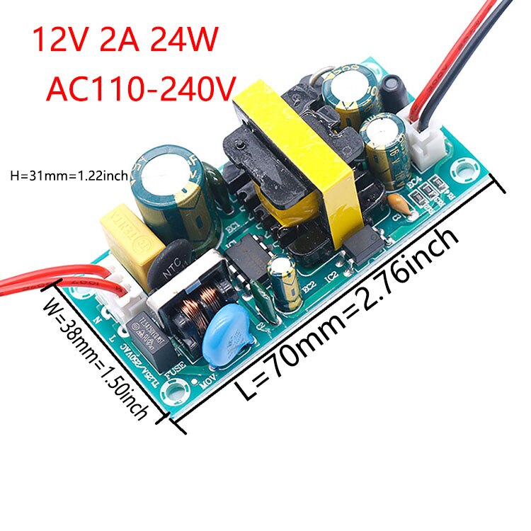 Led Driver 220 12V 1A 2A 3A 5V 2A 24V 12V 32V Led Power supply Geen Flikkering 12W 24W 36W Licht Transformers Voor Fan Led Verlichting: 12V 2A 24W  110-240V