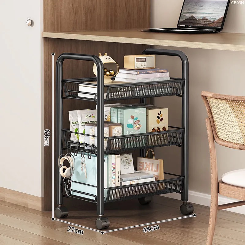 Hjemmevogn oppbevaringsstativ stue jernorganisator hylle flerlags baderomsoppbevaring multifunksjonell tralle med hjul: Grønn