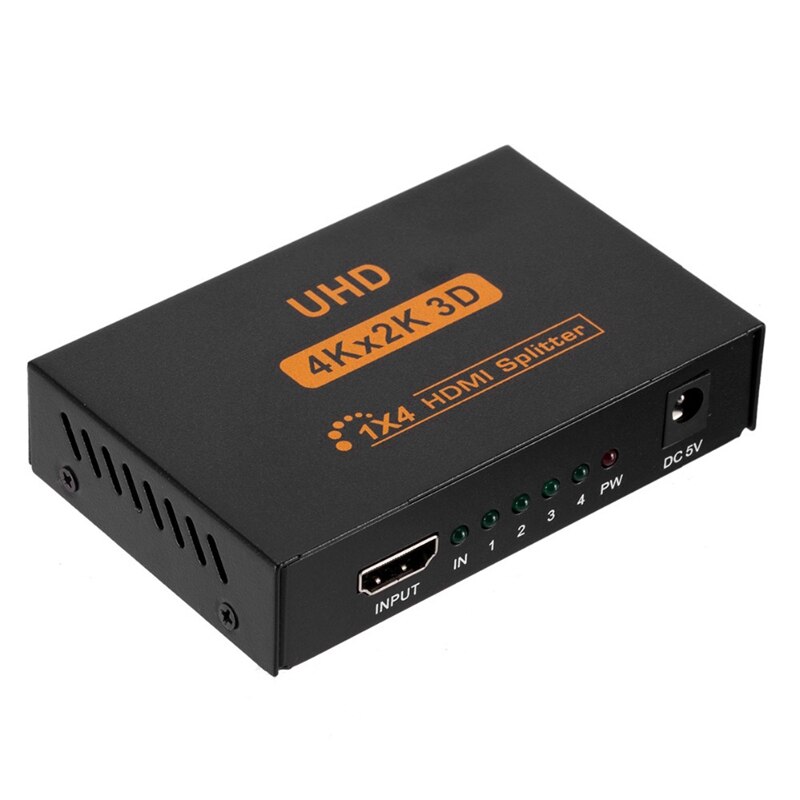 Ultra HD 4K 4 Port HDMI Splitter 1X4 Repeater Amplifier 1080P 3D Hub 1 in 4 Out EU Plug