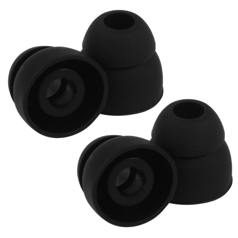 Siliconen in-ear oortelefoonhoezen Vervangende oordopjes Bud Tips Oordopjes Hoofdtelefoon Oordopjes Dubbele flens: Black
