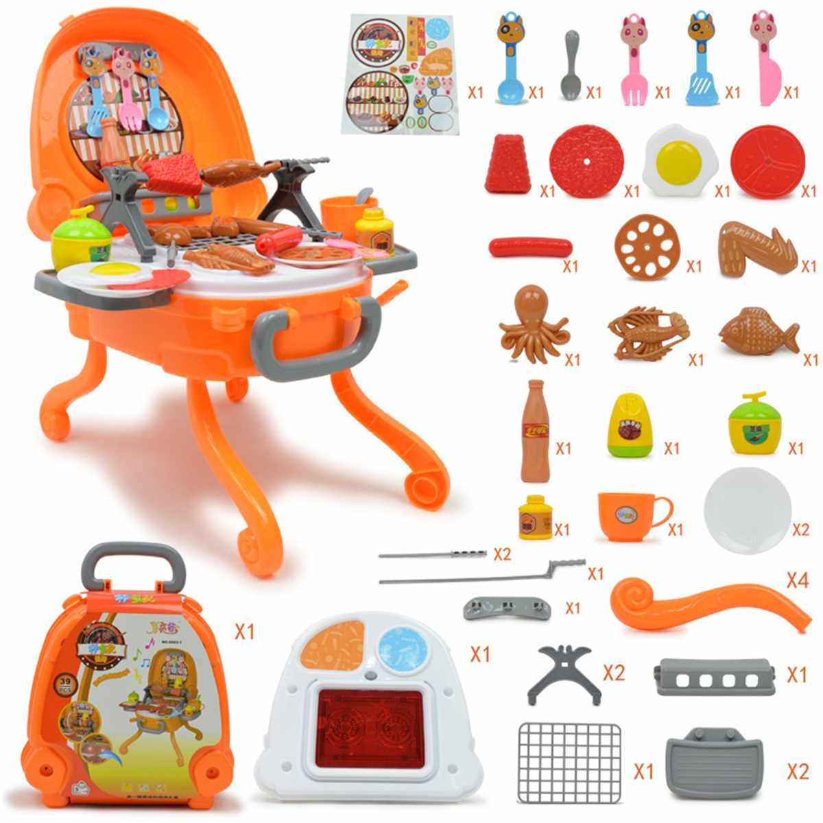 Outdoor Barbecue Kachel Onderwijs Koken Met Muziek Licht Speelgoed Simulatie keuken kinderen Barbecue String BBQ Speelgoed Set