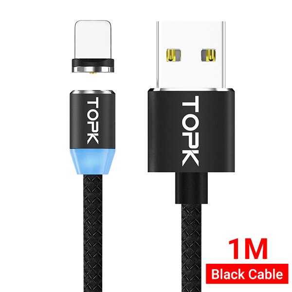 Topk Magnetische Usb-kabel Magneet Recharge Usb Type C Kabel Micro Usb Voor Samsung S9 S10 Xiaomi Redmi Note Pro android Telefoon Kabel: 1M Black Cable / Micro USB