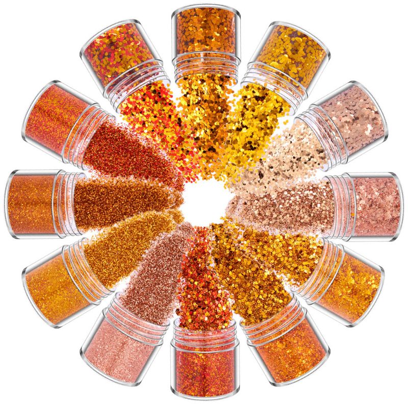 12 couleurs mélangées maquillage holographique grosses paillettes visage corps yeux cheveux ongles résine époxy Festival gros hexagones paillettes: H