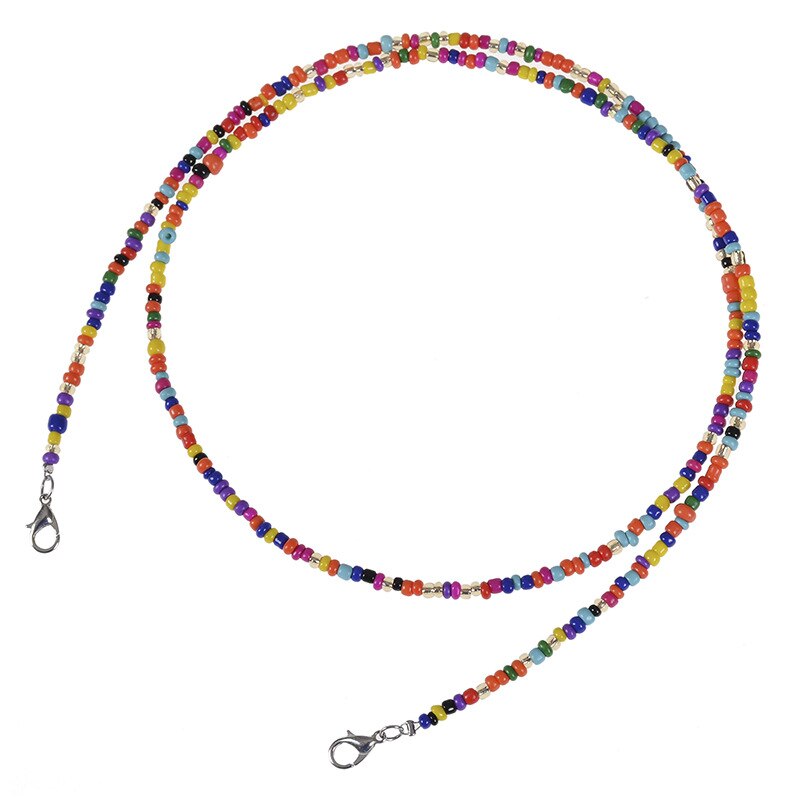 10 pcs various rainbow color mix mask glasses minit beads lanyard hanging neck anti-dropping＆lost double buckle unisex necklace: type 1