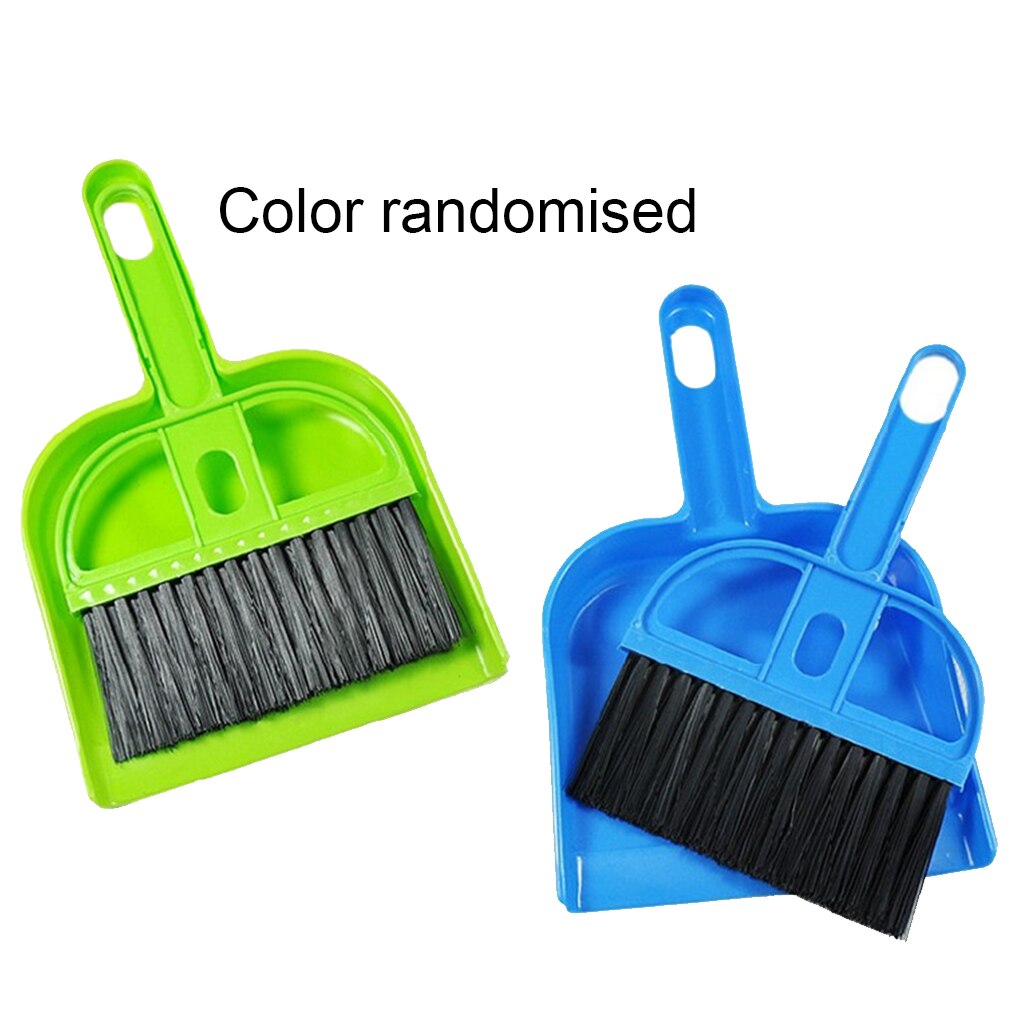 Plastic Mini Desktop Sweep Cleaning Brush Computer Keyboard Small Broom Dustpan Set Random Color