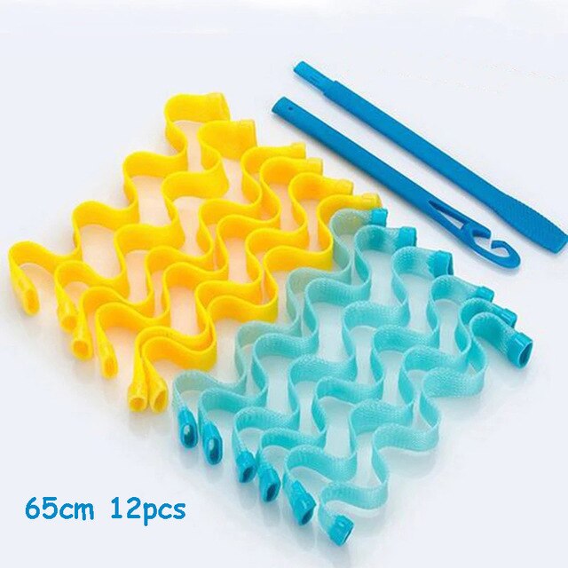 12Pcs Magic Curl Hair Heatless Curls Silk Convenient Non-electric Hair Tool Heatless Curls Satin Curl Maker Overnight Band Silk: 65cm