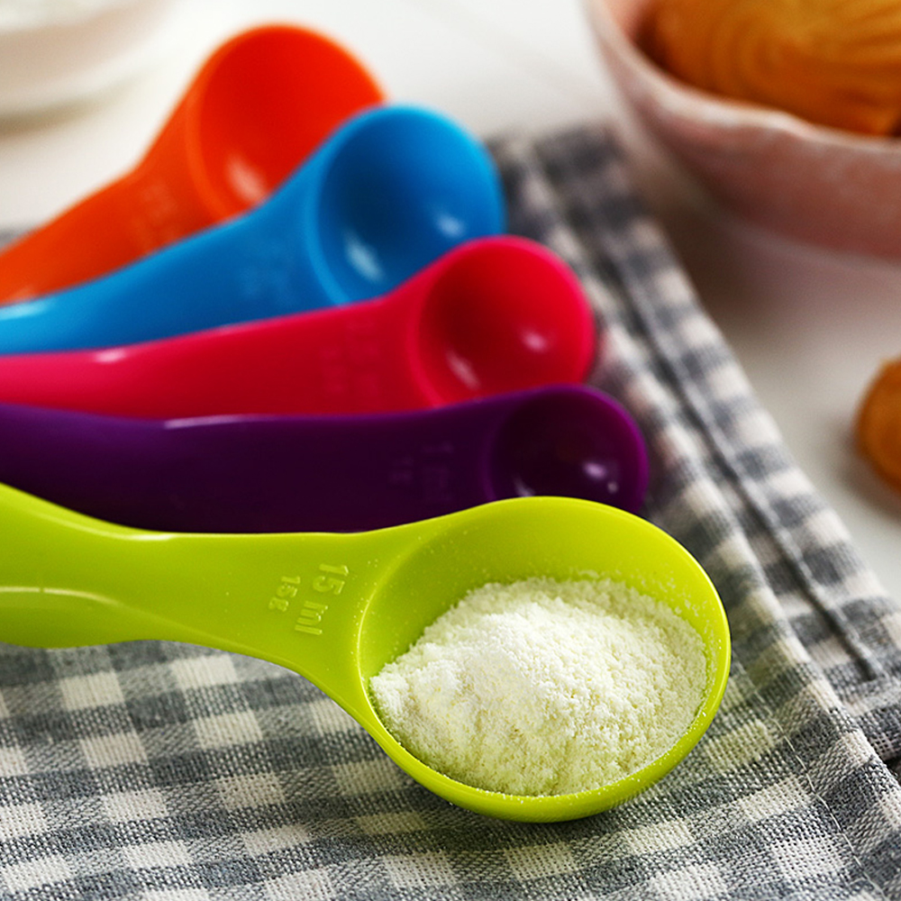 Kitchen Measuring Tools Blue Pink Color Mixing Plastic Measuring Cup Spoons Set Graduated Spoons For Kitchen Cooking Coffee