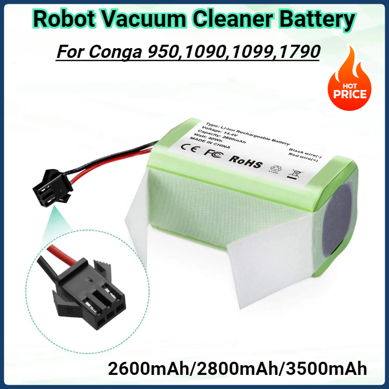 Roboter-Staubsauger-Akku 14,4 V/2600 mAh/3500 mAh für CECOTEC CONGA 950 1090 1099 1790, hochwertige Roboter-Batterie