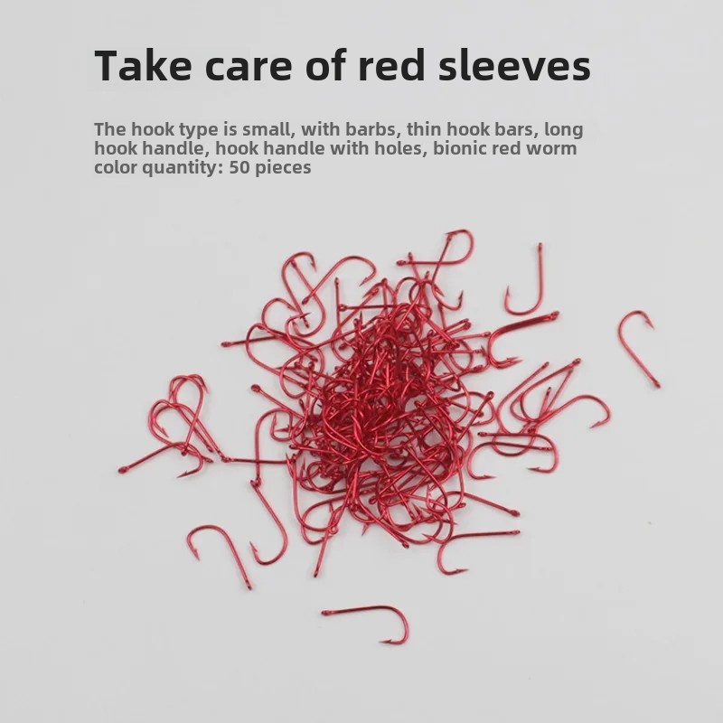 50pcs 1#-9# Fishing Hook Series Barbed Fishhook High Carbon Steel Red Gold Fishhooks Bent Baitholder Ringed Carp Hook Tackle